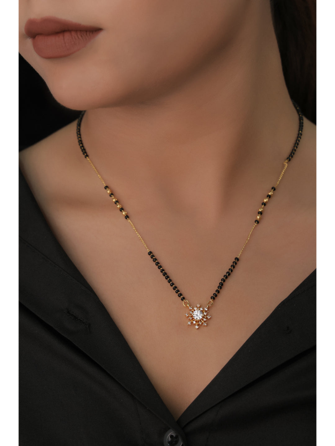 Buy 1 Get 1 Free - American Diamond Gold Plated Delicate Fancy chain Mangalsutra