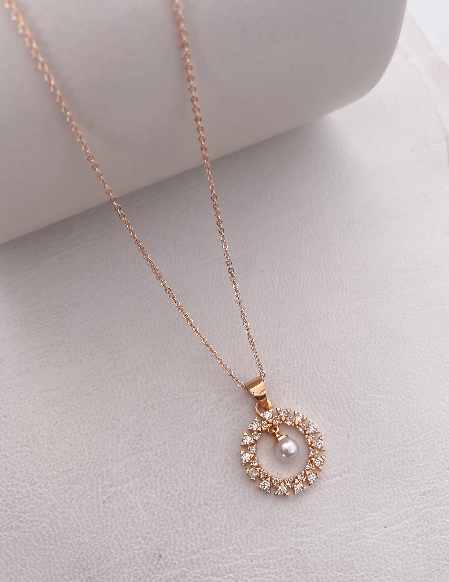 American Diamond Silver Rose Gold and Gold Plated Nice Delicate Pendant With Chain - Chain Pendal - Belleza Jewels