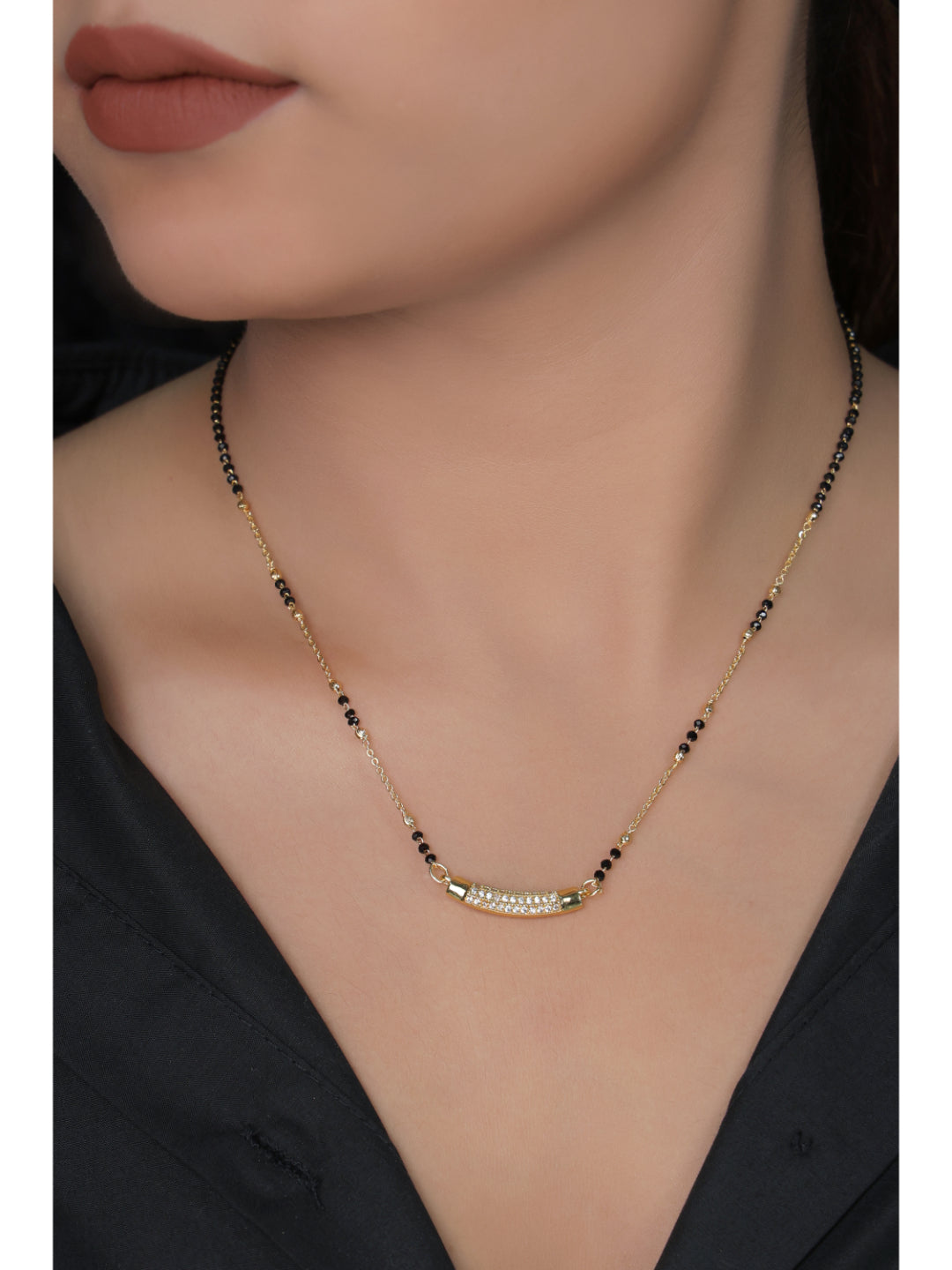 Buy 1 Get 1 Free - American Diamond Gold Delicate Fancy chain Mangalsutra
