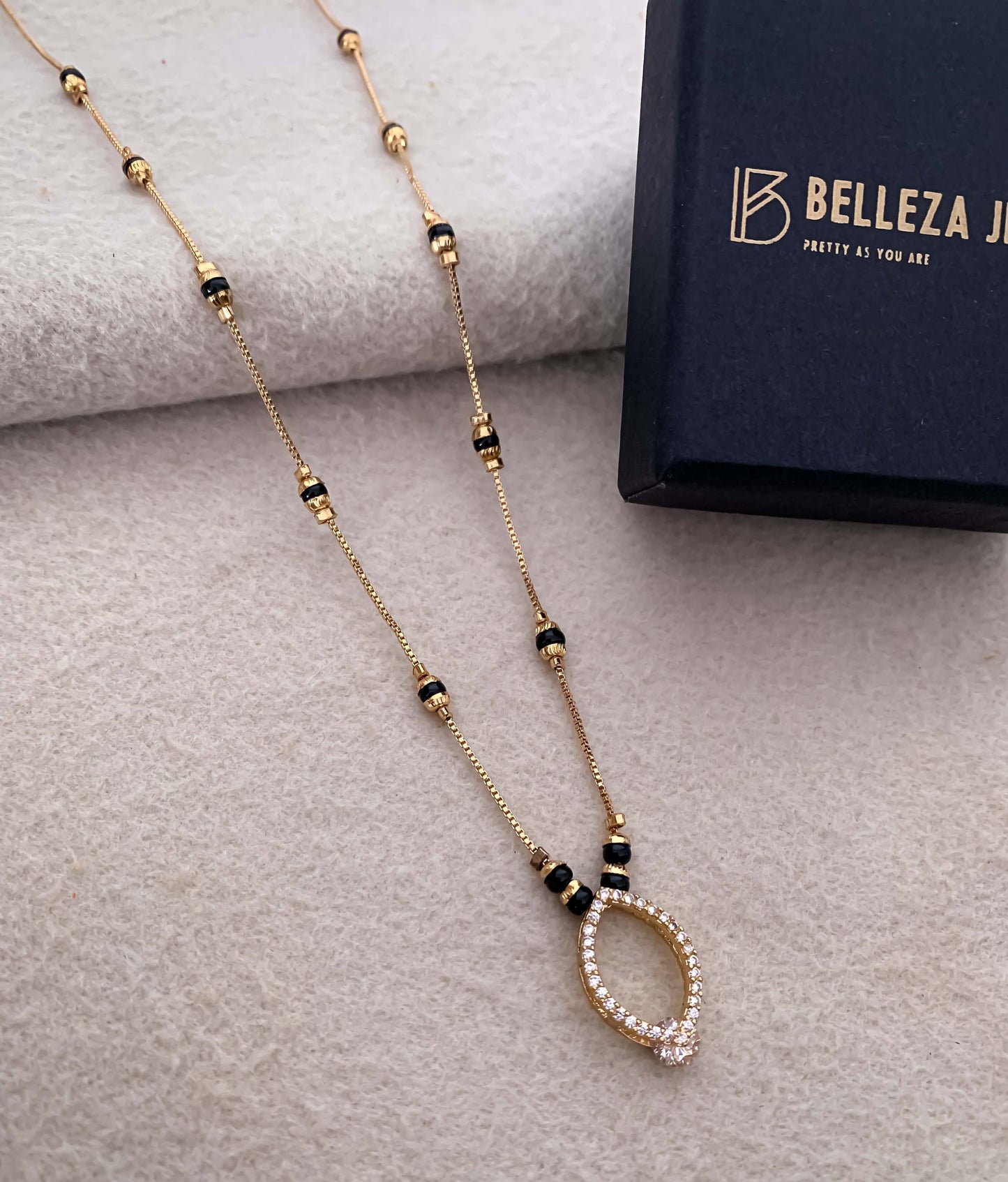 Buy 1 Get 1 Free American Diamond High Gold Plated Fancy Delicate Mangalsutra - Mangalsutra - Belleza Jewels