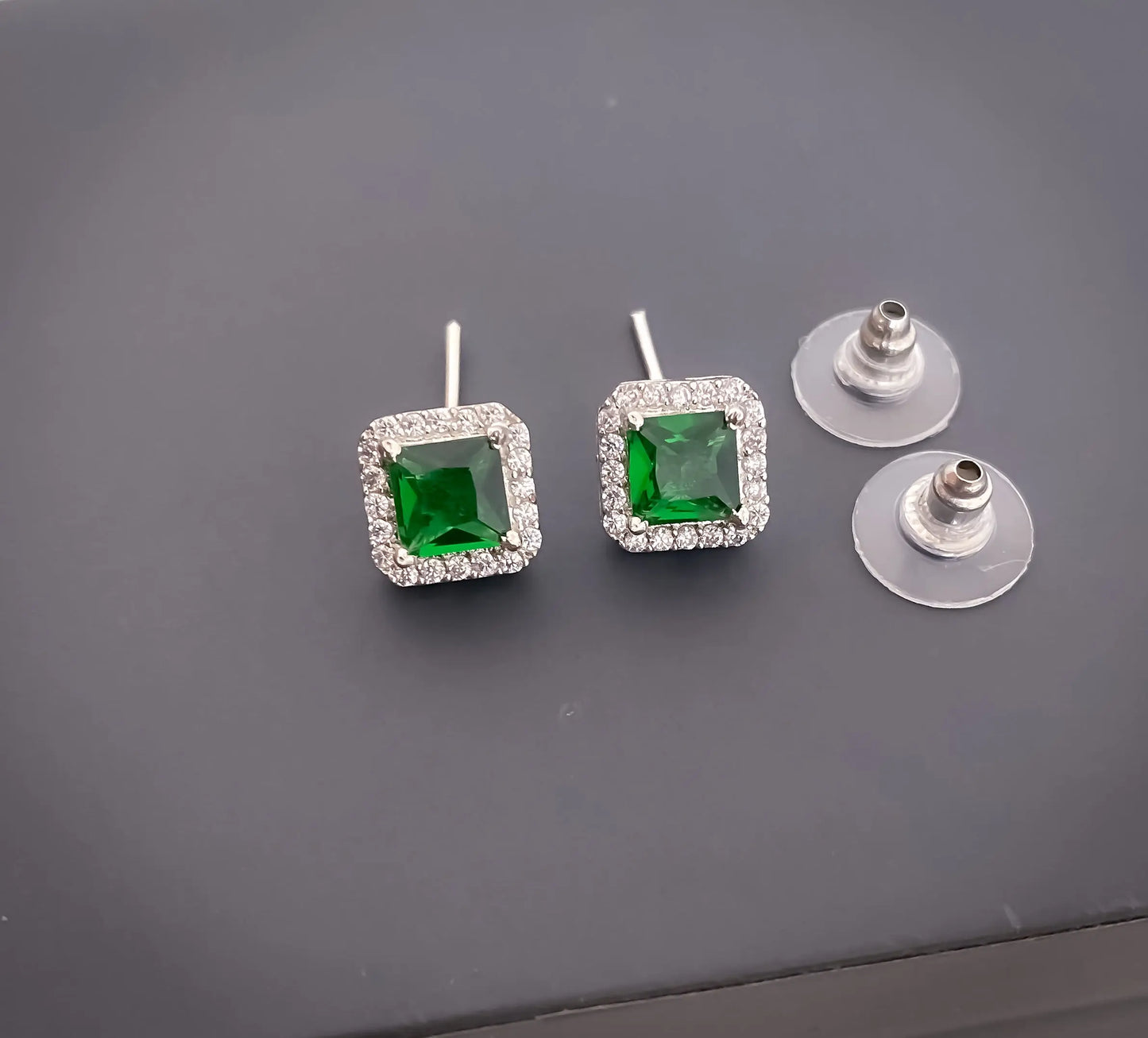 American Diamond Square All Colour Silver Plated Delicate Pendant Set - Pendant Set - Belleza Jewels
