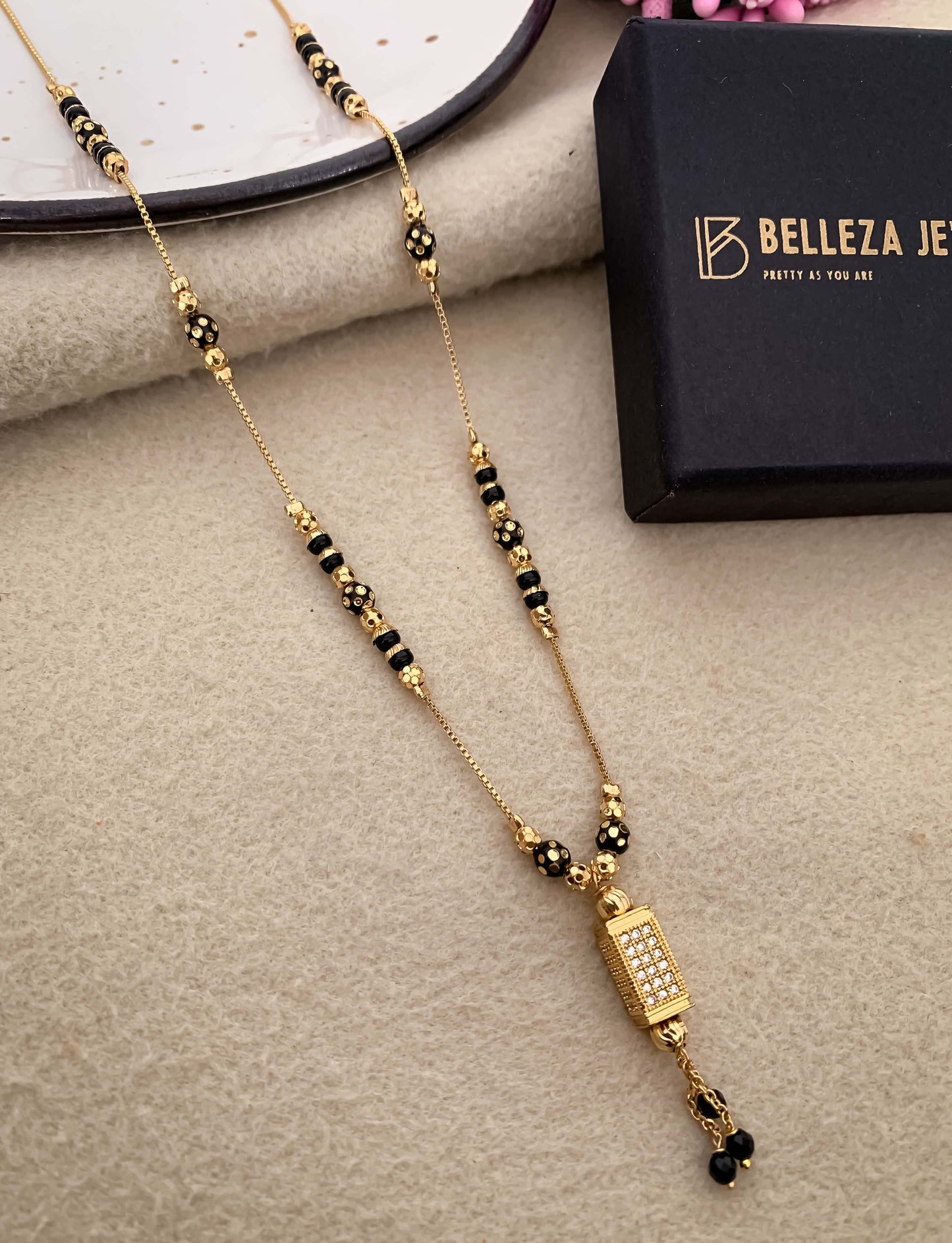 Buy 1 Get 1 Free-American Diamond High Gold Plated Fancy Delicate Mangalsutra - Mangalsutra - Belleza Jewels