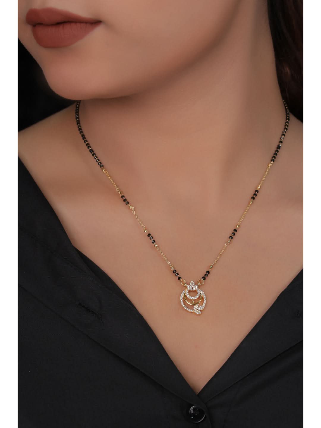 Buy 1 Get 1 Free - American Diamond Gold Plated Delicate Fancy Mangalsutra