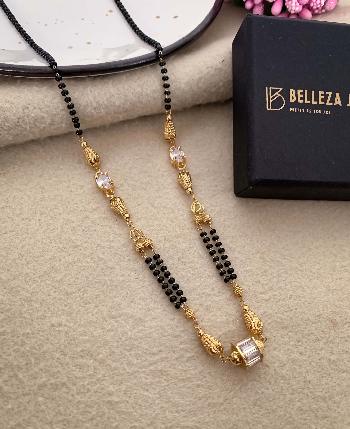 Buy 1 Get 1 Free American Diamond High Gold Plated Fancy Delicate Mangalsutra - Mangalsutra - Belleza Jewels