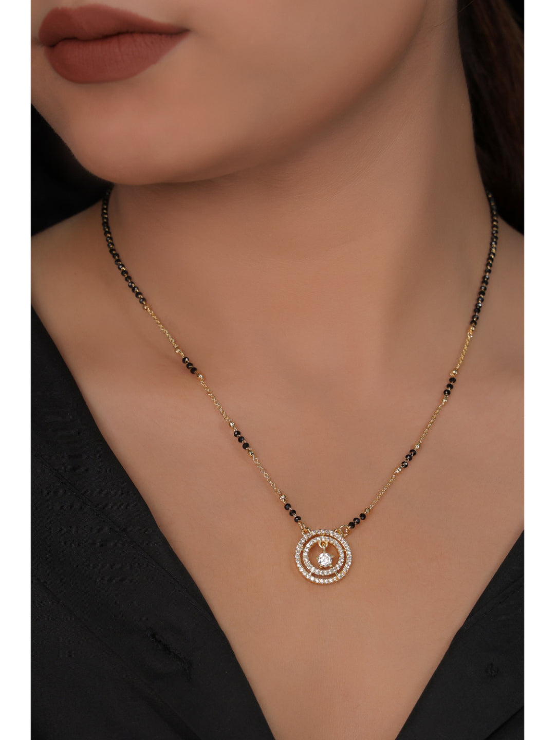Buy 1 Get 1 Free - American Diamond Round Shape Delicate Fancy chain Mangalsutra