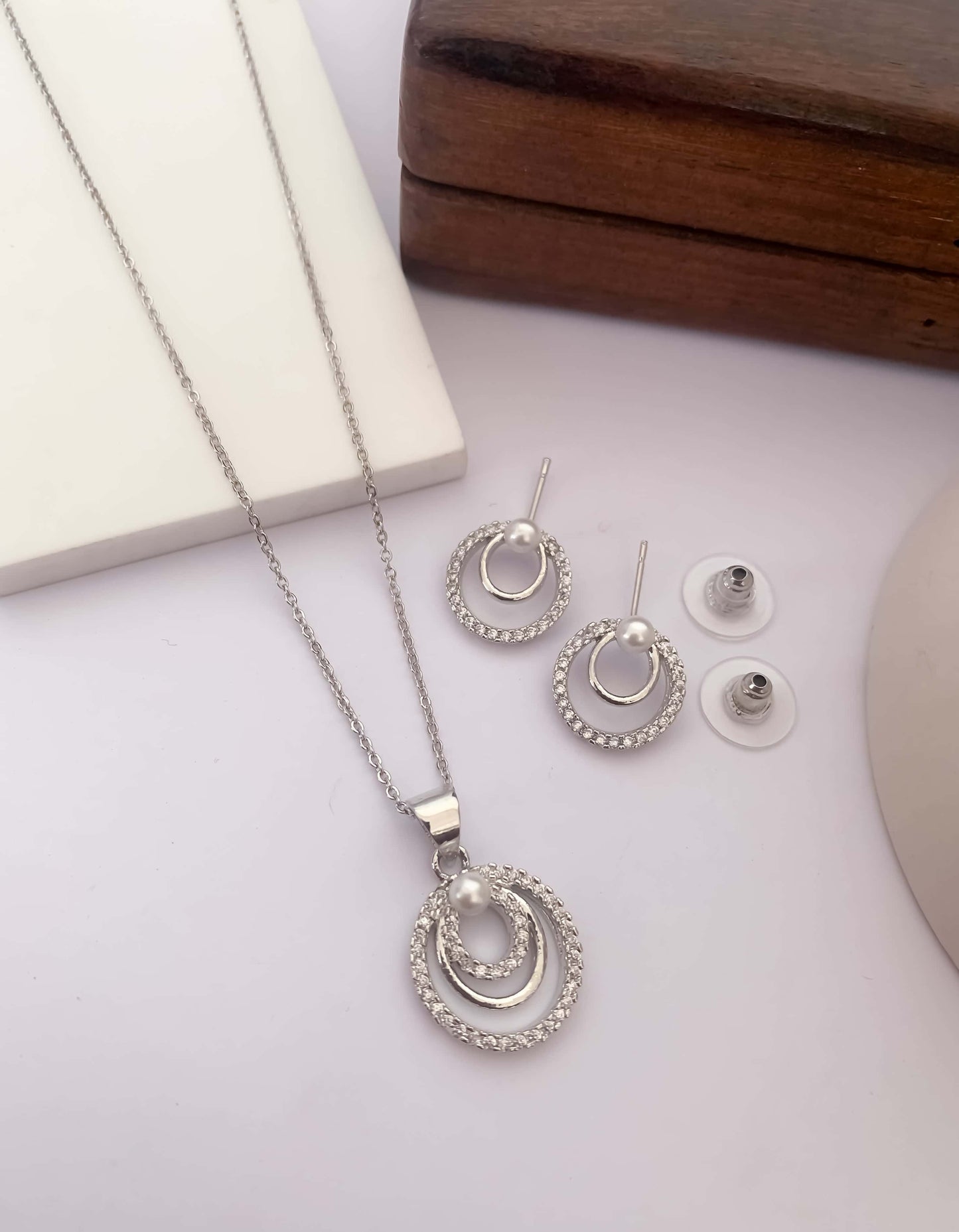 Regal Radiance: The American Diamond Royal Pendant Set by Belezza Jewels - Pendant Set - Belleza Jewels