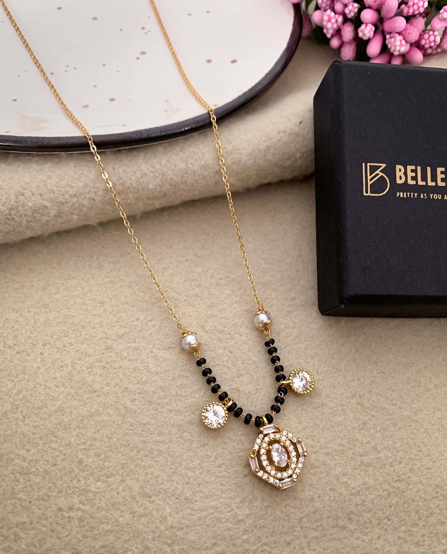 Buy 1 Get 1 Free American Diamond High Gold Plated Fancy Delicate Mangalsutra - Mangalsutra - Belleza Jewels