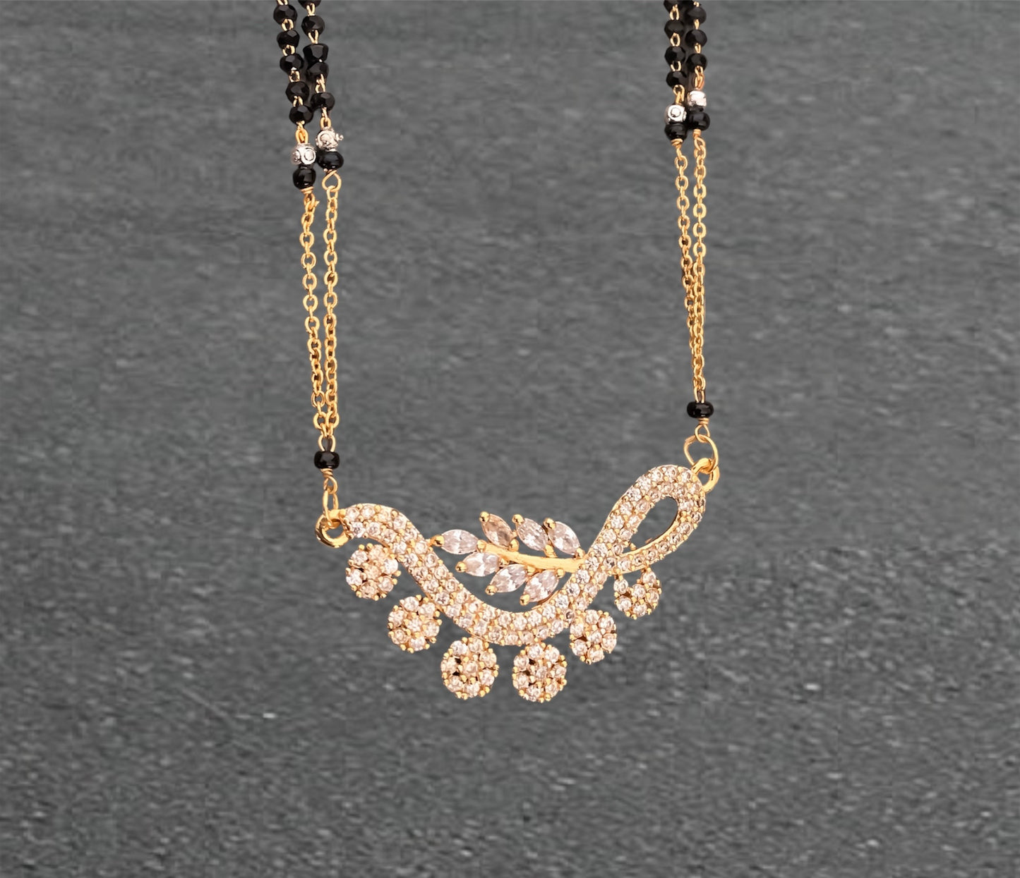 BUY 1 GET 1 FREE - American Diamond Golden Fancy delicate Mangalsutra - Mangalsutra - Belleza Jewels