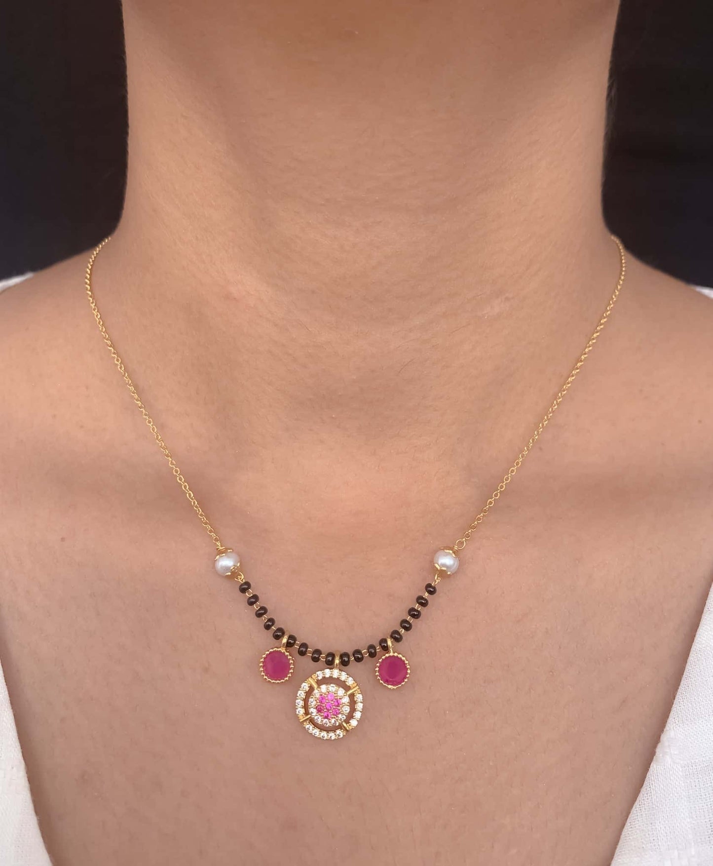 Buy 1 Get 1 Free American Diamond High Gold Plated Fancy Delicate Mangalsutra - Mangalsutra - Belleza Jewels