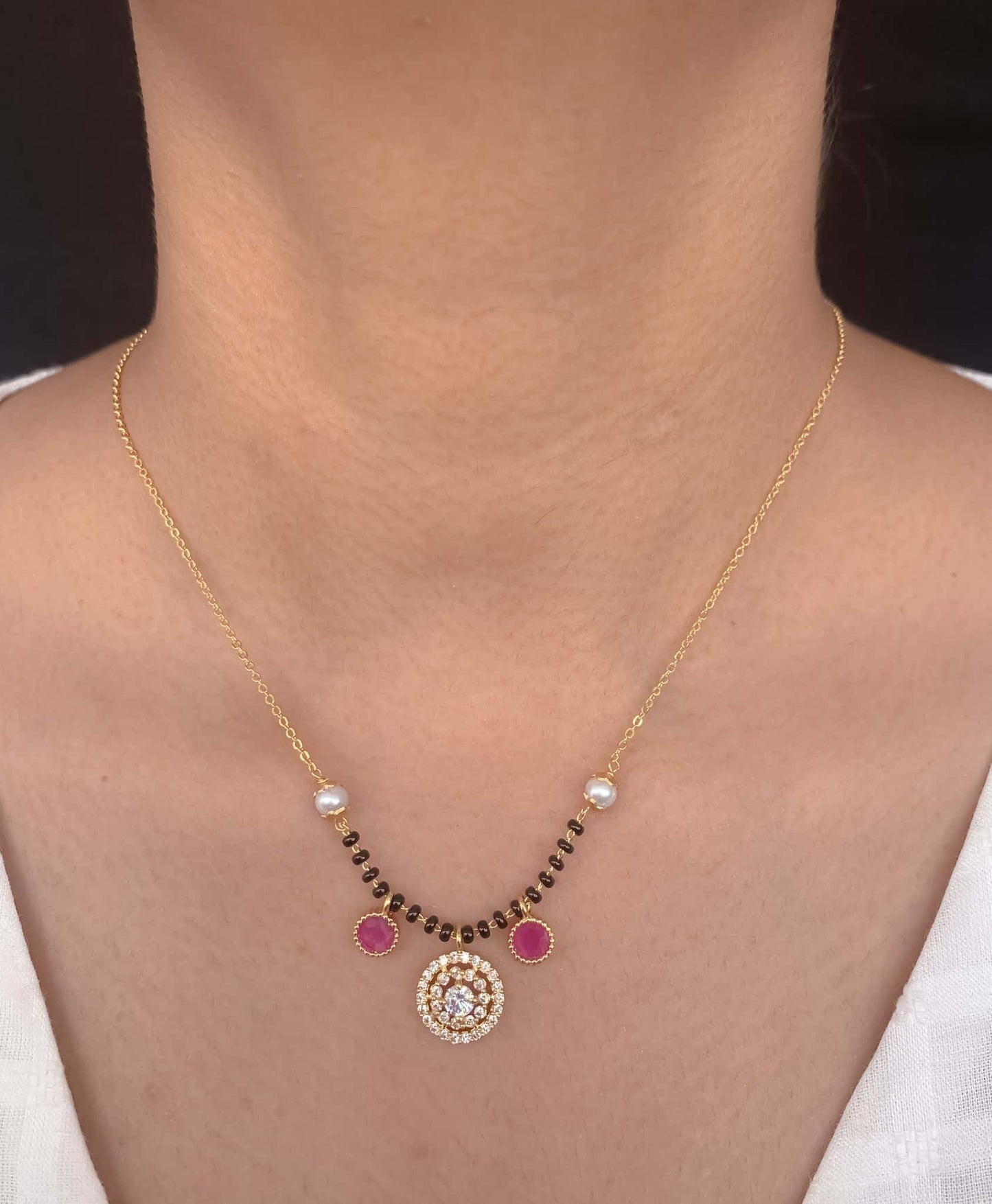 Buy 1 Get 1 Free American Diamond High Gold Plated Fancy Delicate Mangalsutra - Mangalsutra - Belleza Jewels