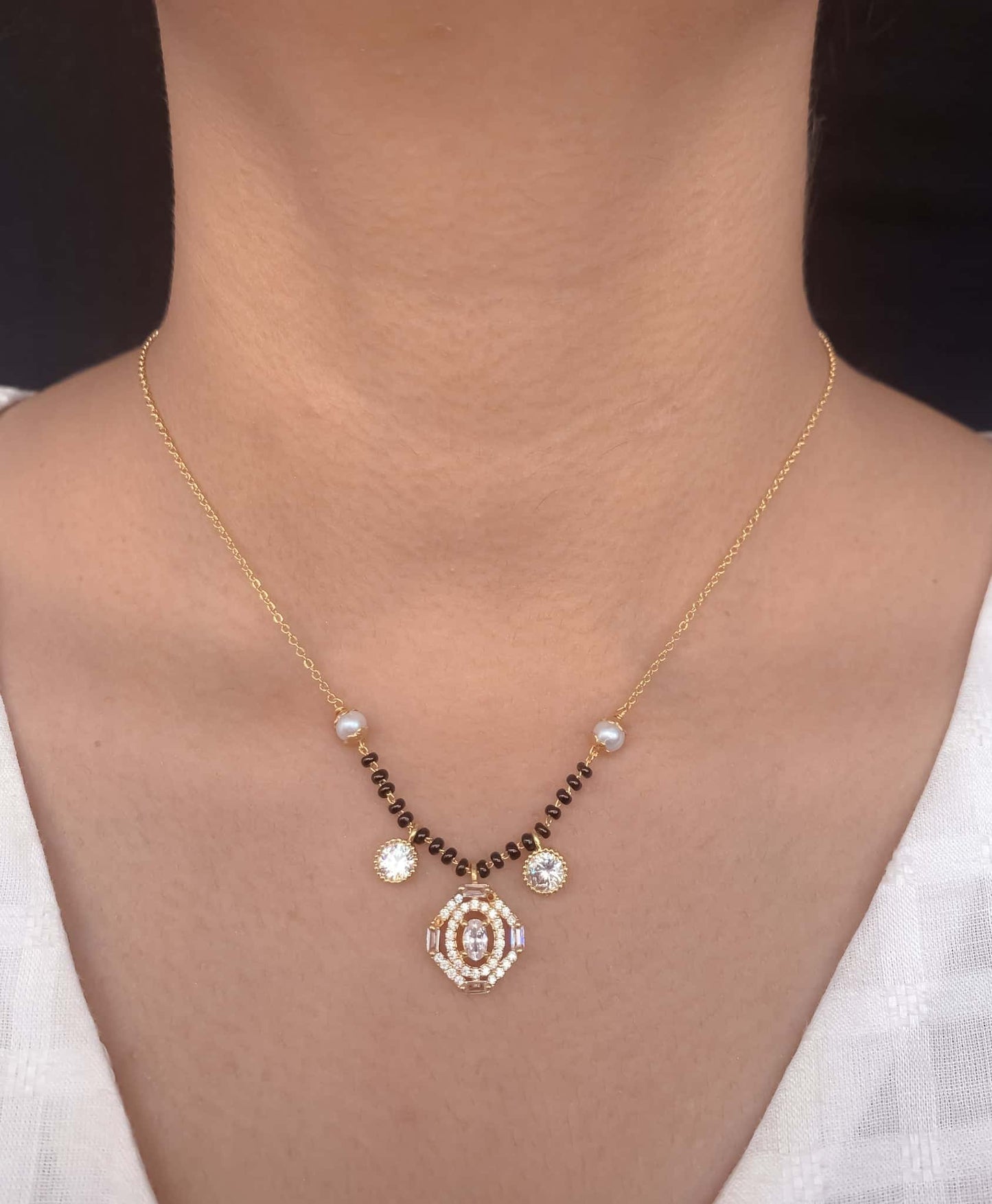 Buy 1 Get 1 Free American Diamond High Gold Plated Fancy Delicate Mangalsutra - Mangalsutra - Belleza Jewels