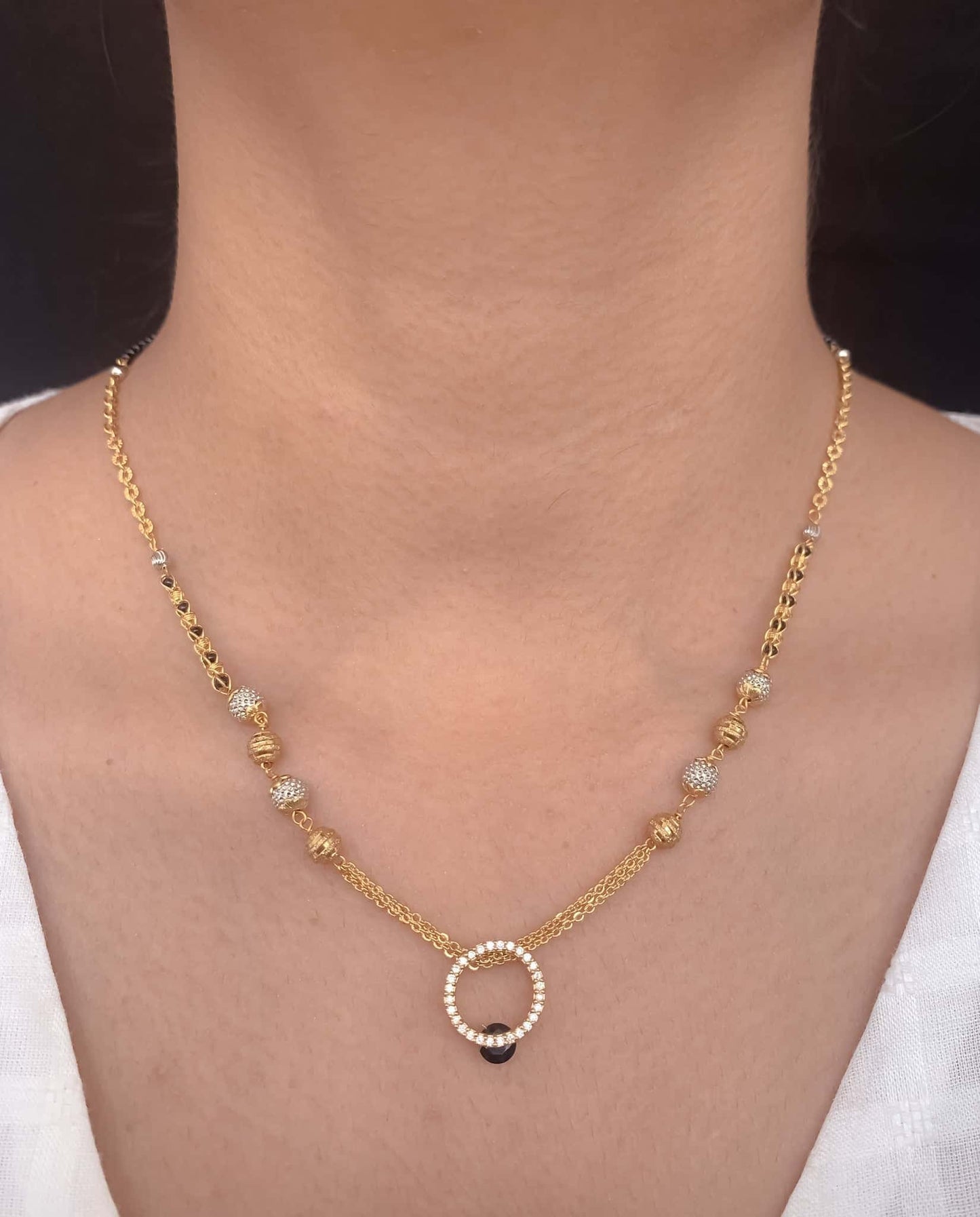 Buy 1 Get 1 Free American Diamond High Gold Plated Fancy Delicate Mangalsutra - Mangalsutra - Belleza Jewels