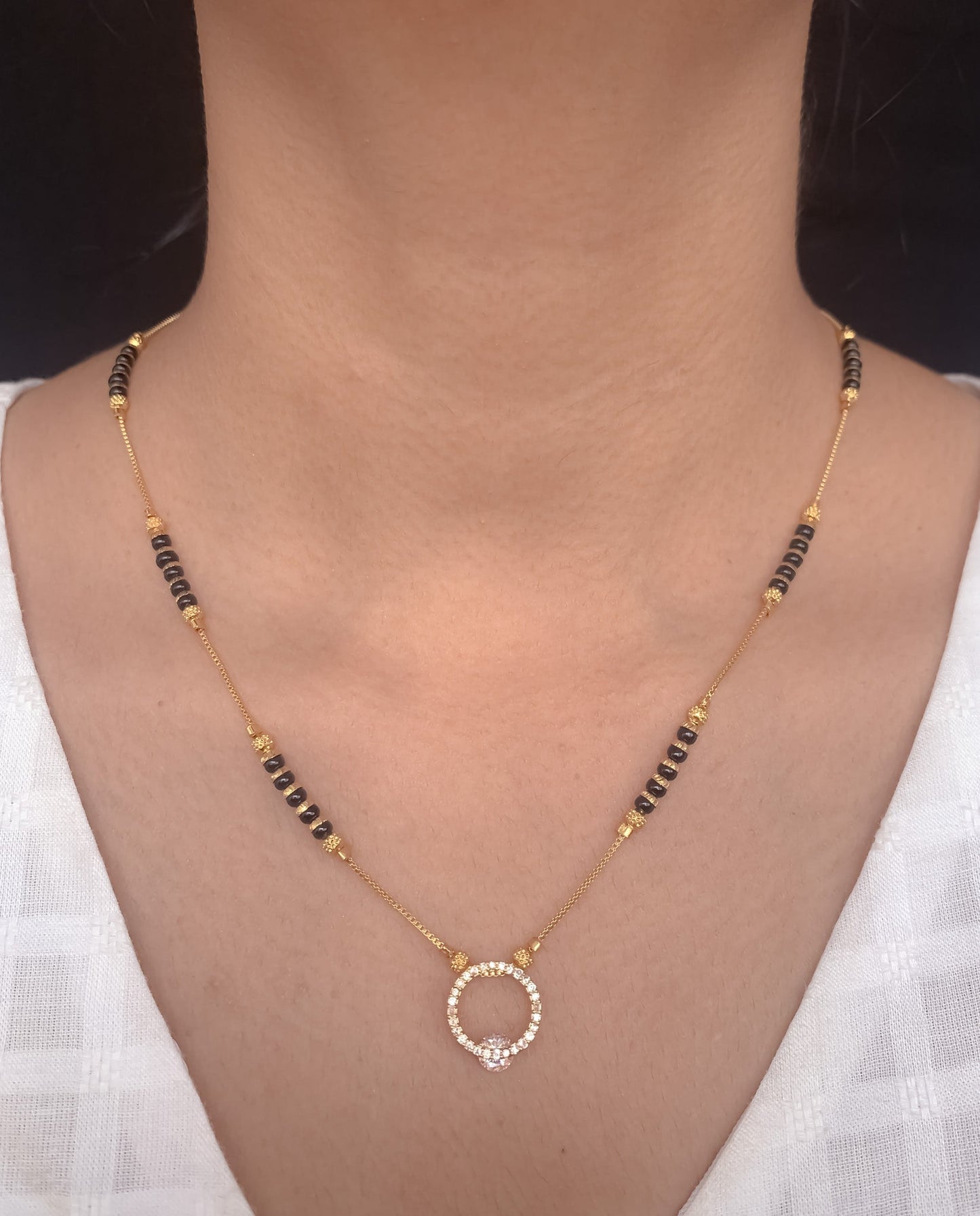 Buy 1 Get 1 Free American Diamond High Gold Plated Fancy Delicate Mangalsutra - Mangalsutra - Belleza Jewels
