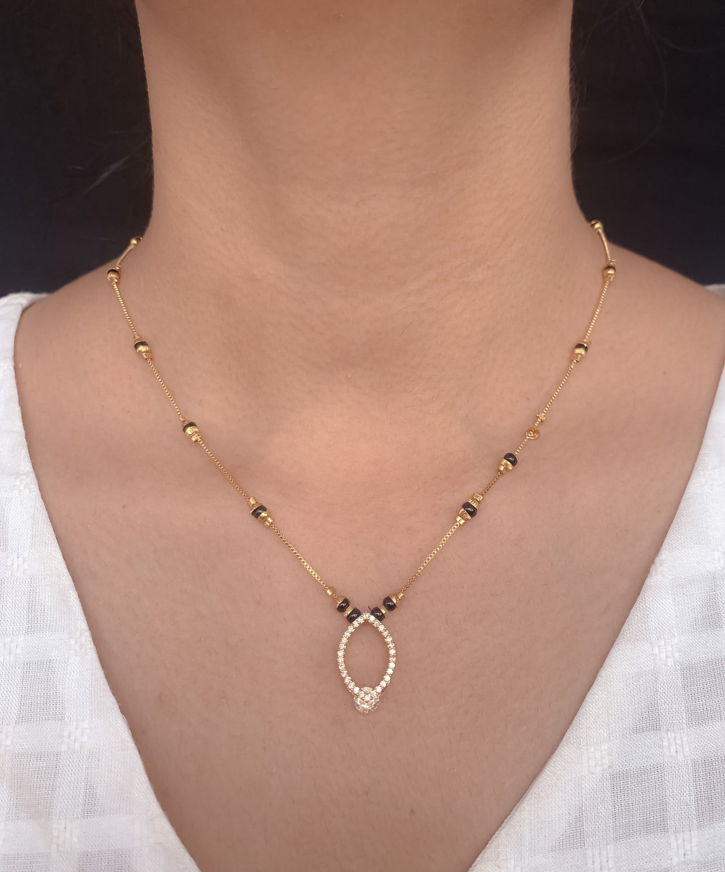 Buy 1 Get 1 Free American Diamond High Gold Plated Fancy Delicate Mangalsutra - Mangalsutra - Belleza Jewels