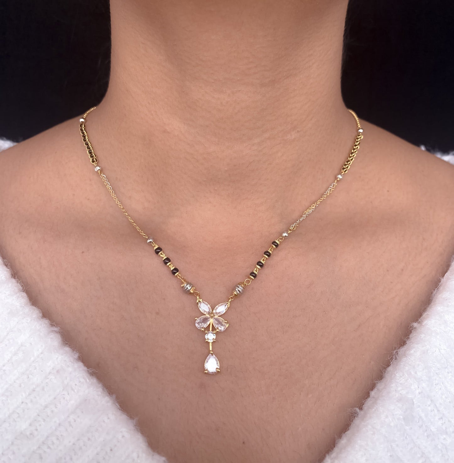 Buy 1 Get 1 Free American Diamond High Gold Plated Fancy Delicate Mangalsutra - Mangalsutra - Belleza Jewels