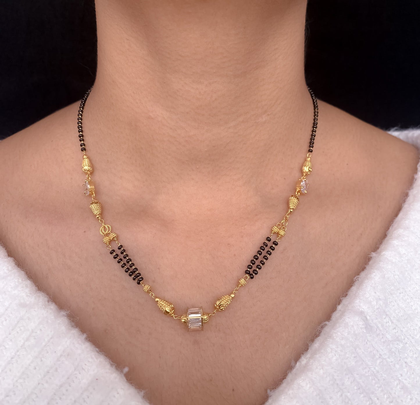 Buy 1 Get 1 Free American Diamond High Gold Plated Fancy Delicate Mangalsutra - Mangalsutra - Belleza Jewels