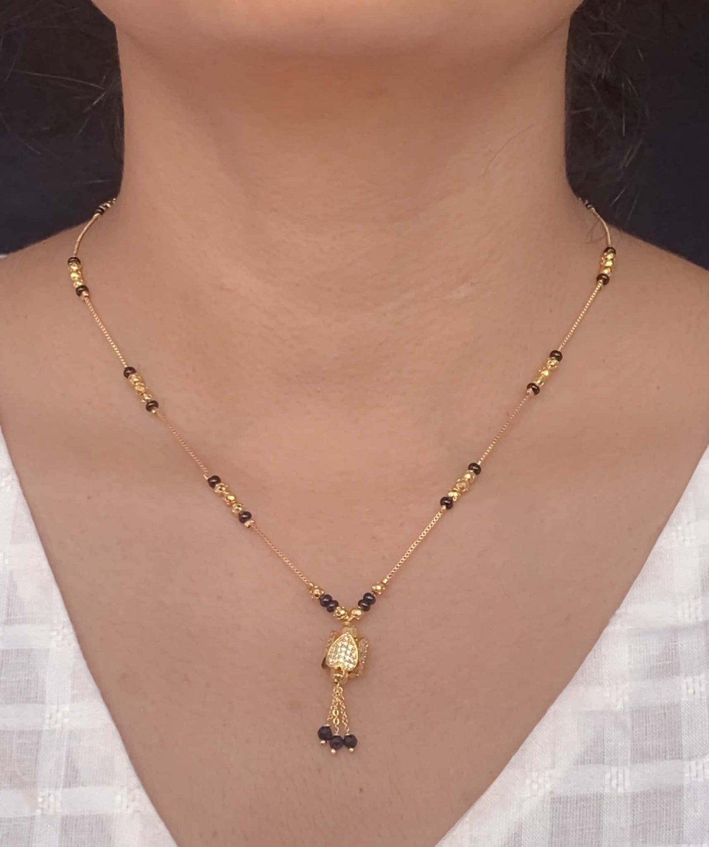 Buy 1 Get 1 Free American Diamond High Gold Plated Fancy Delicate Mangalsutra - Mangalsutra - Belleza Jewels