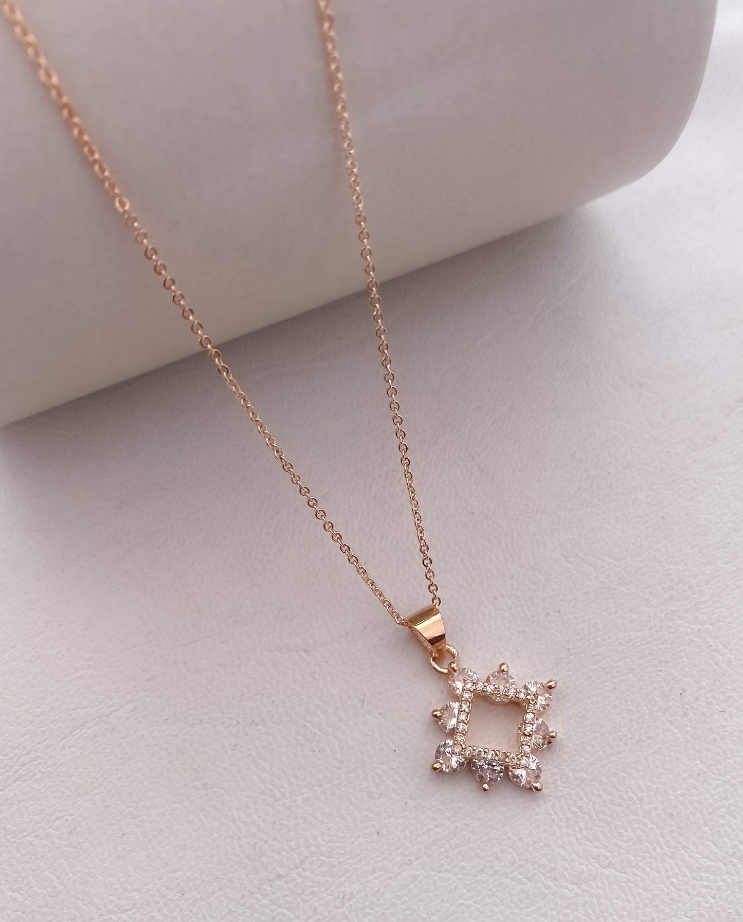 American Diamond Rose Gold And Silver Plated Necklace (chain Pendant) - Chain Pendal - Belleza Jewels