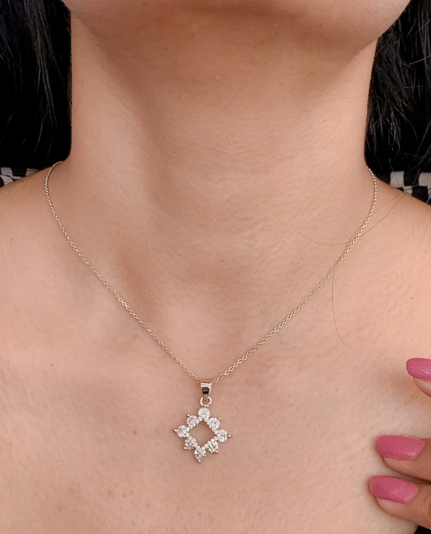 American Diamond Rose Gold And Silver Plated Necklace (chain Pendant) - Chain Pendal - Belleza Jewels