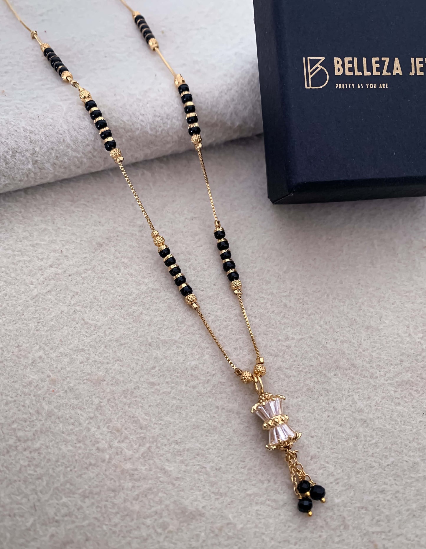 Buy 1 Get 1 Free American Diamond High Gold Plated Fancy Delicate Mangalsutra - Mangalsutra - Belleza Jewels