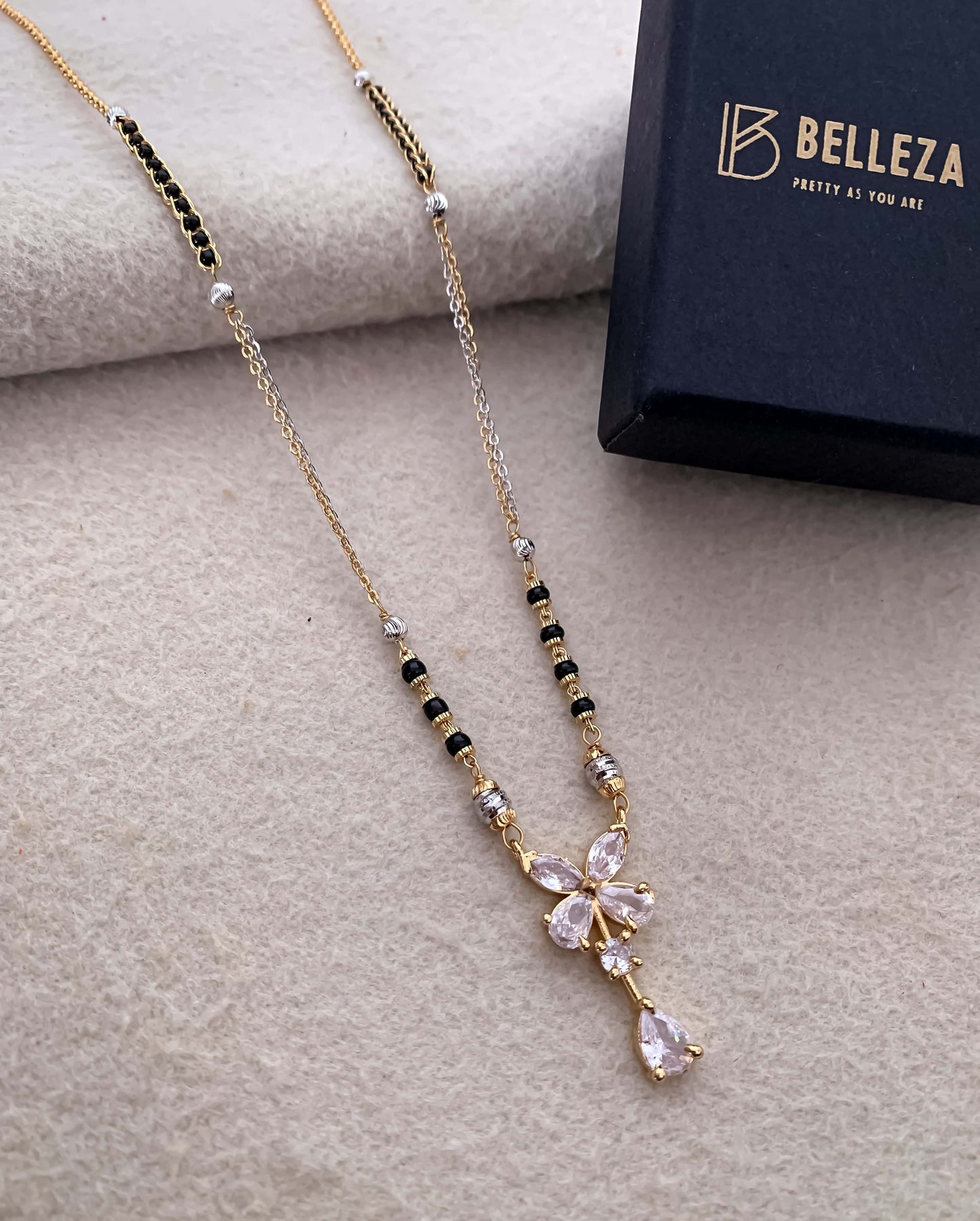 Buy 1 Get 1 Free American Diamond High Gold Plated Fancy Delicate Mangalsutra - Mangalsutra - Belleza Jewels