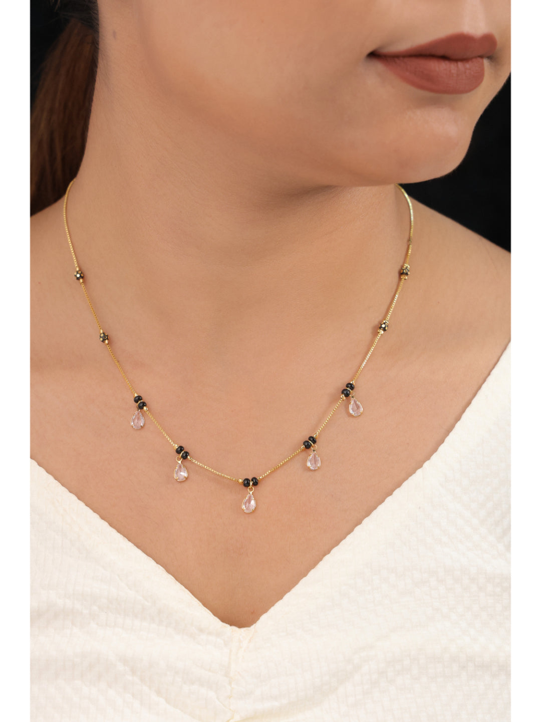 Buy 1 Get 1 Free American Diamond High Gold Plated Fancy Hanging Delicate Mangalsutra