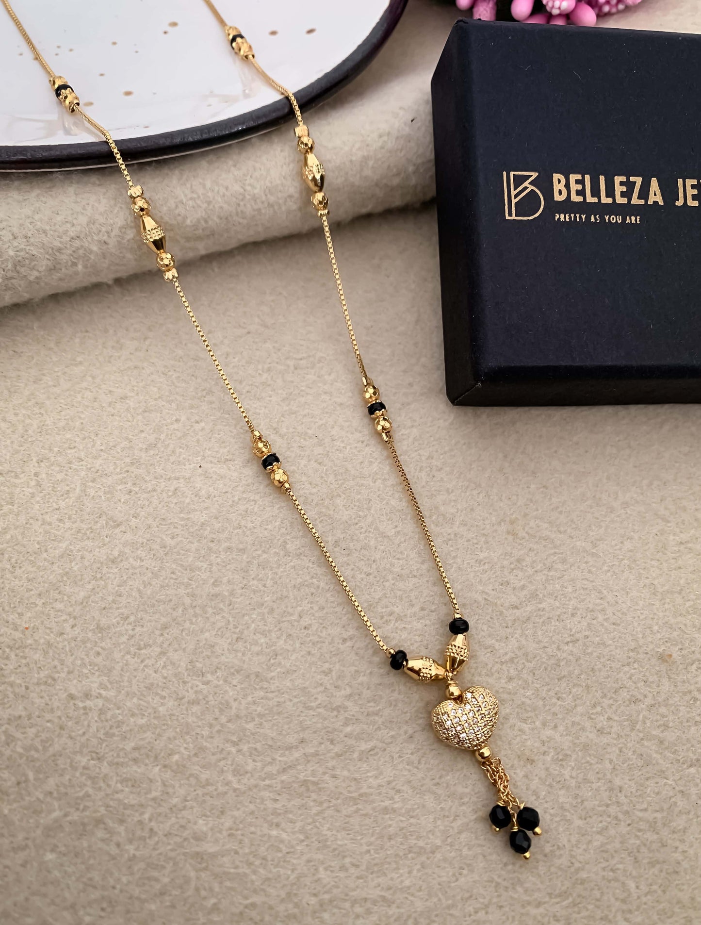 Buy 1 Get 1 Free American Diamond High Gold Plated Fancy Delicate Mangalsutra - Mangalsutra - Belleza Jewels