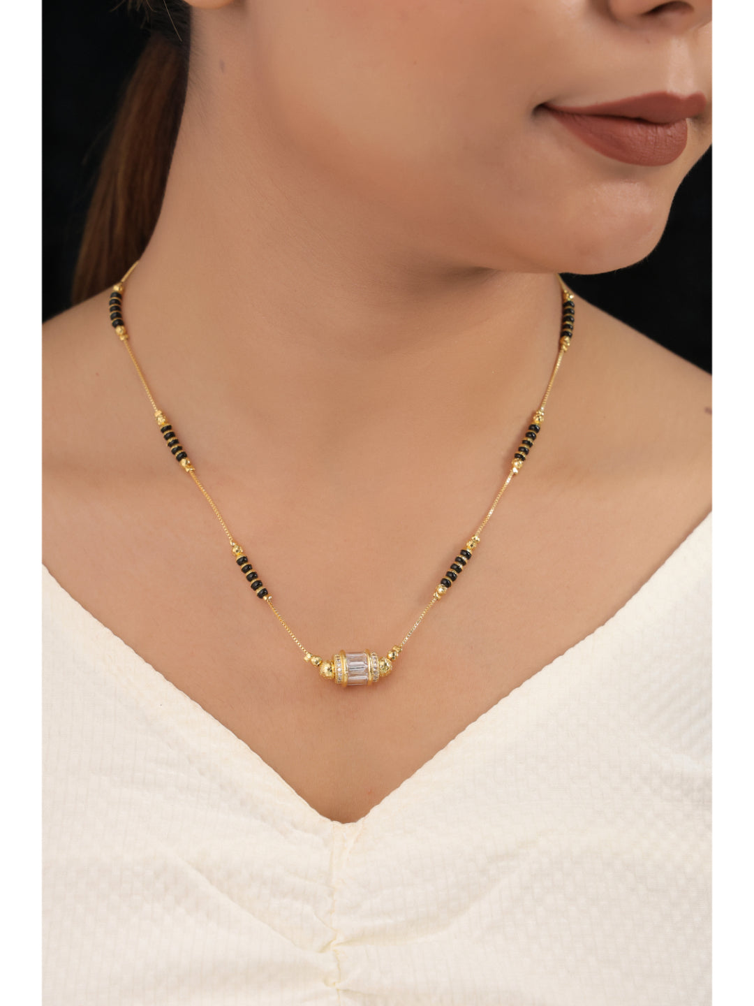 Buy 1 Get 1 Free - American Diamond Gold Plated Delicate Fancy Mangalsutra