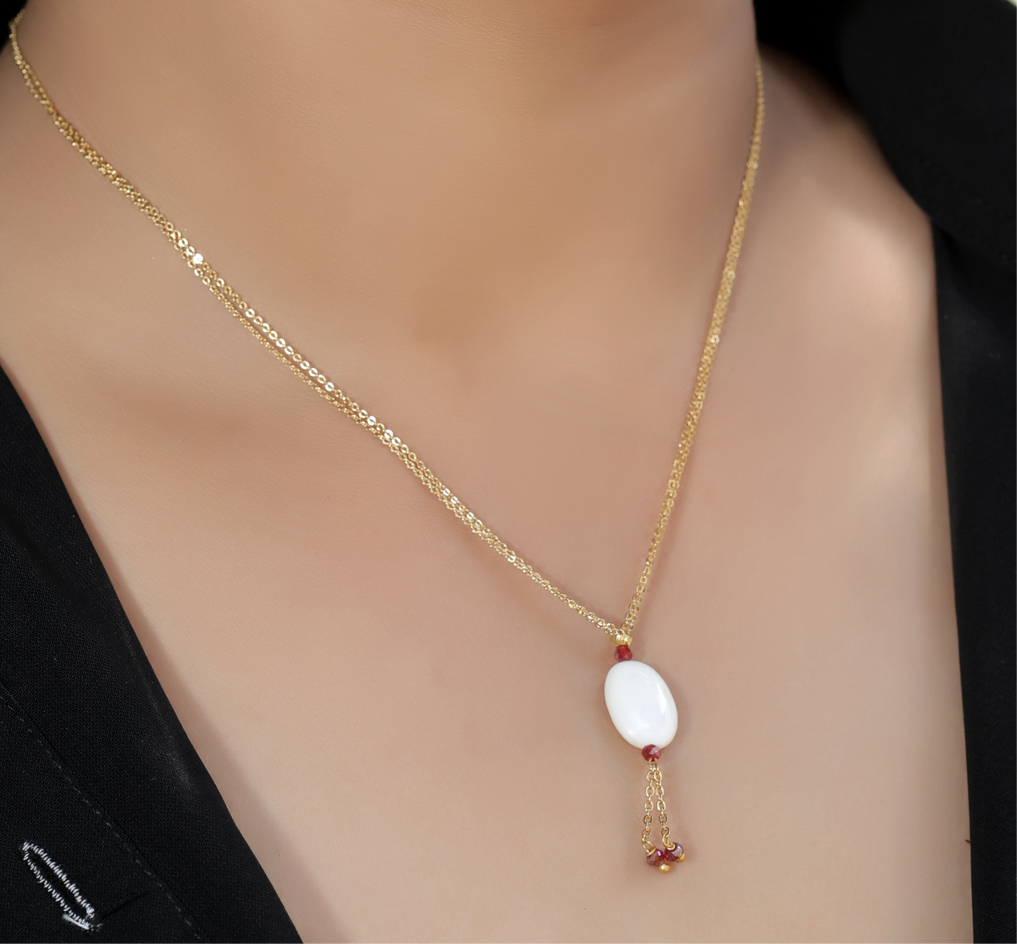 High Gold white Ovel Beads Hanging Fancy Steel Chain - Chain Pendal - Belleza Jewels
