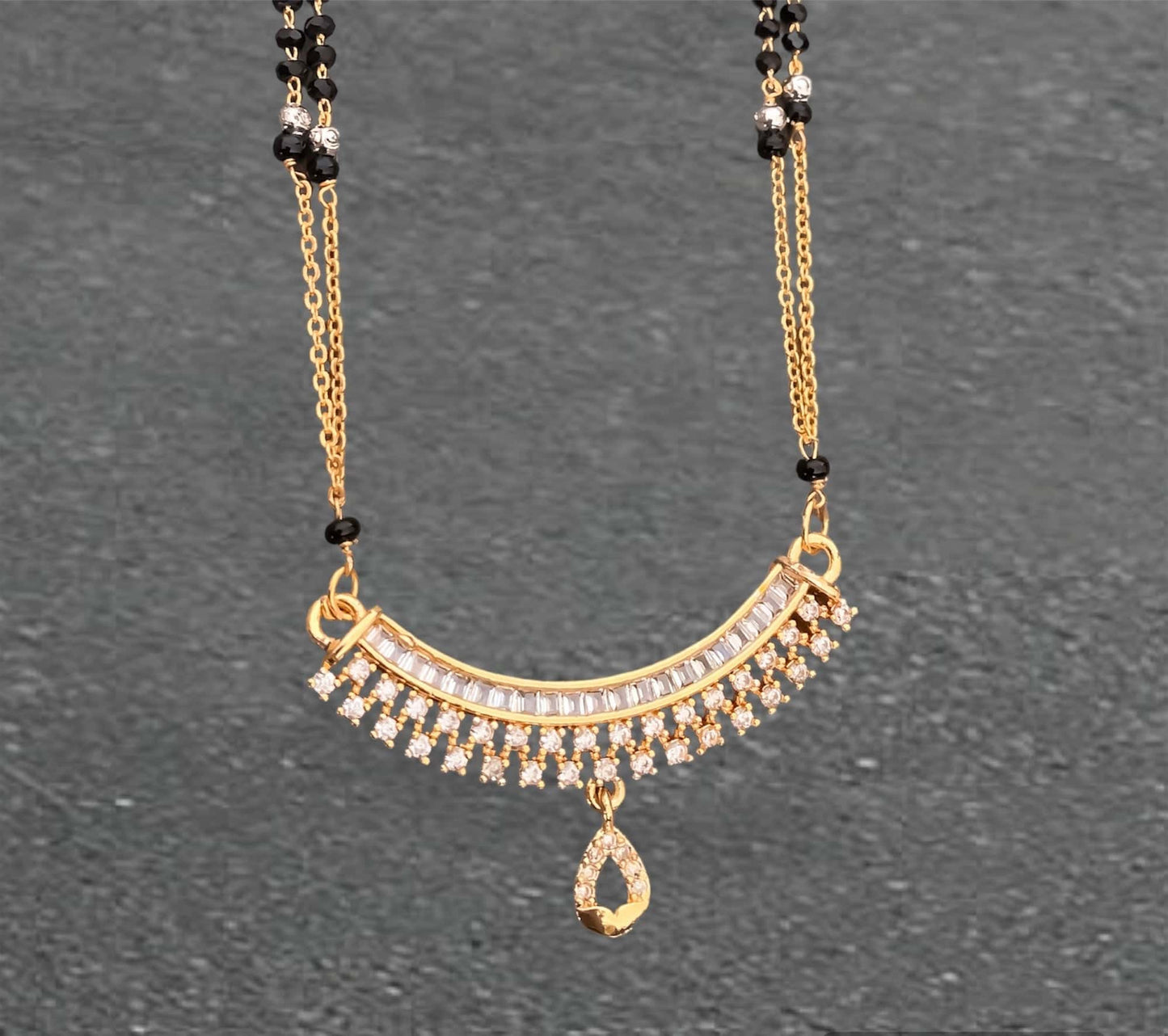 BUY 1 GET 1 FREE - American Diamond Fancy High Gold Delicate Royal Mangalsutra - Mangalsutra - Belleza Jewels