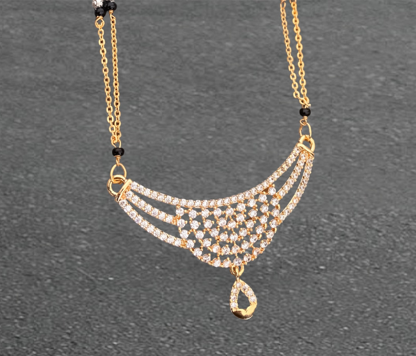 BUY 1 GET 1 FREE - American Diamond Gold Look High Gold Pleted Famcy Mangalsutra - Mangalsutra - Belleza Jewels
