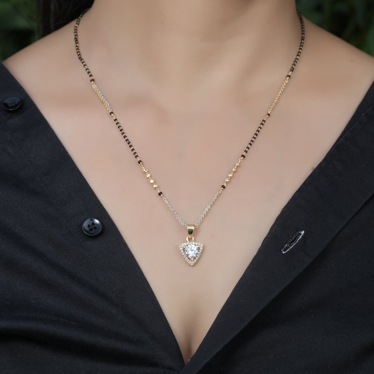BUY 1 GET 1 FREE - American Diamond Gold Plated Fancy Mangalsutra - Mangalsutra - Mangalsutra