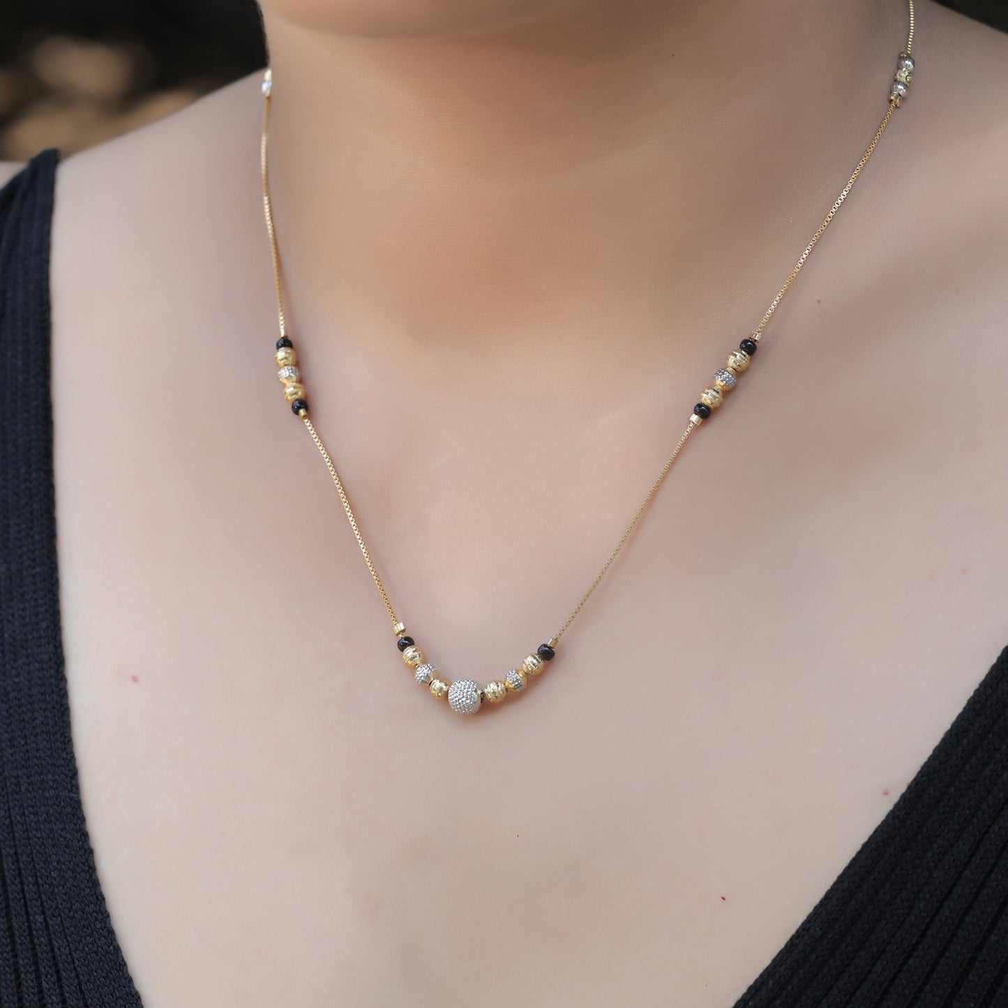 BUY 1 GET 1 FREE - American Diamond Gold Plated Fancy Delicate Mangalsutra - Mangalsutra - Mangalsutra