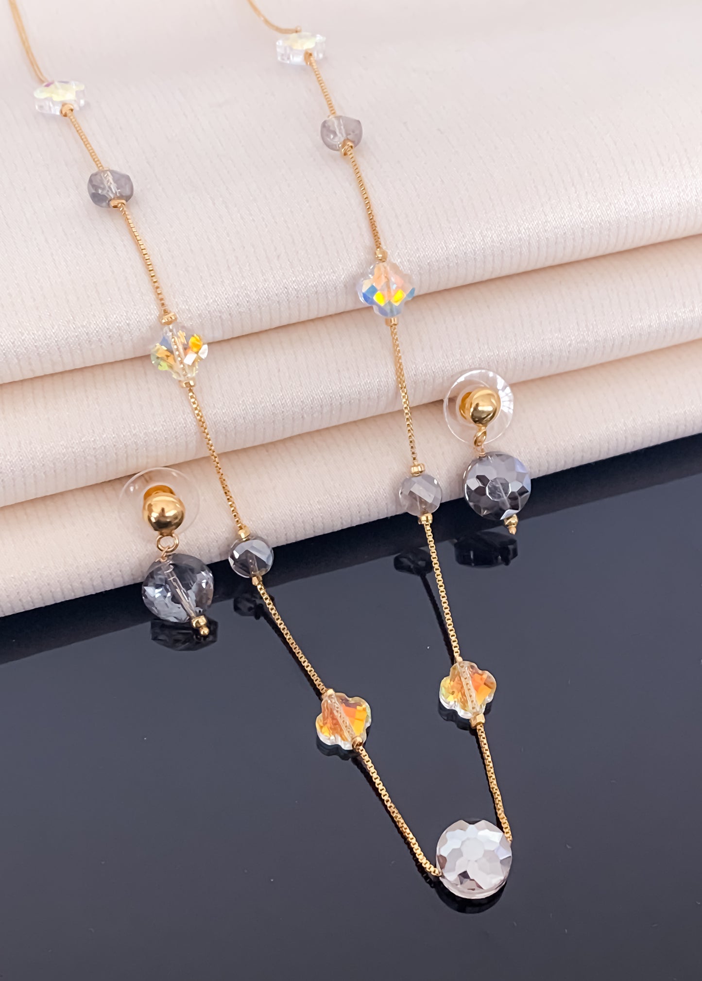 Fancy High Gold Crystal Western Mala Set - Western Mala Set - Belleza Jewels