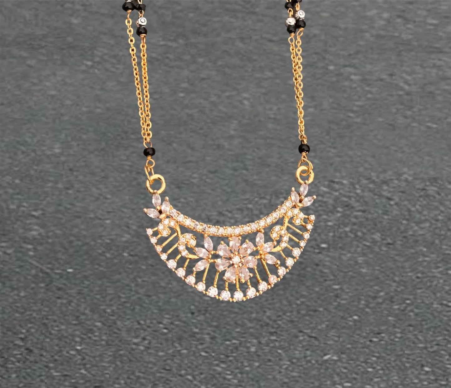 BUY 1 GET 1 Free- American Diamond exclusive Flower High Gold Mangalsutra - Mangalsutra - Belleza Jewels