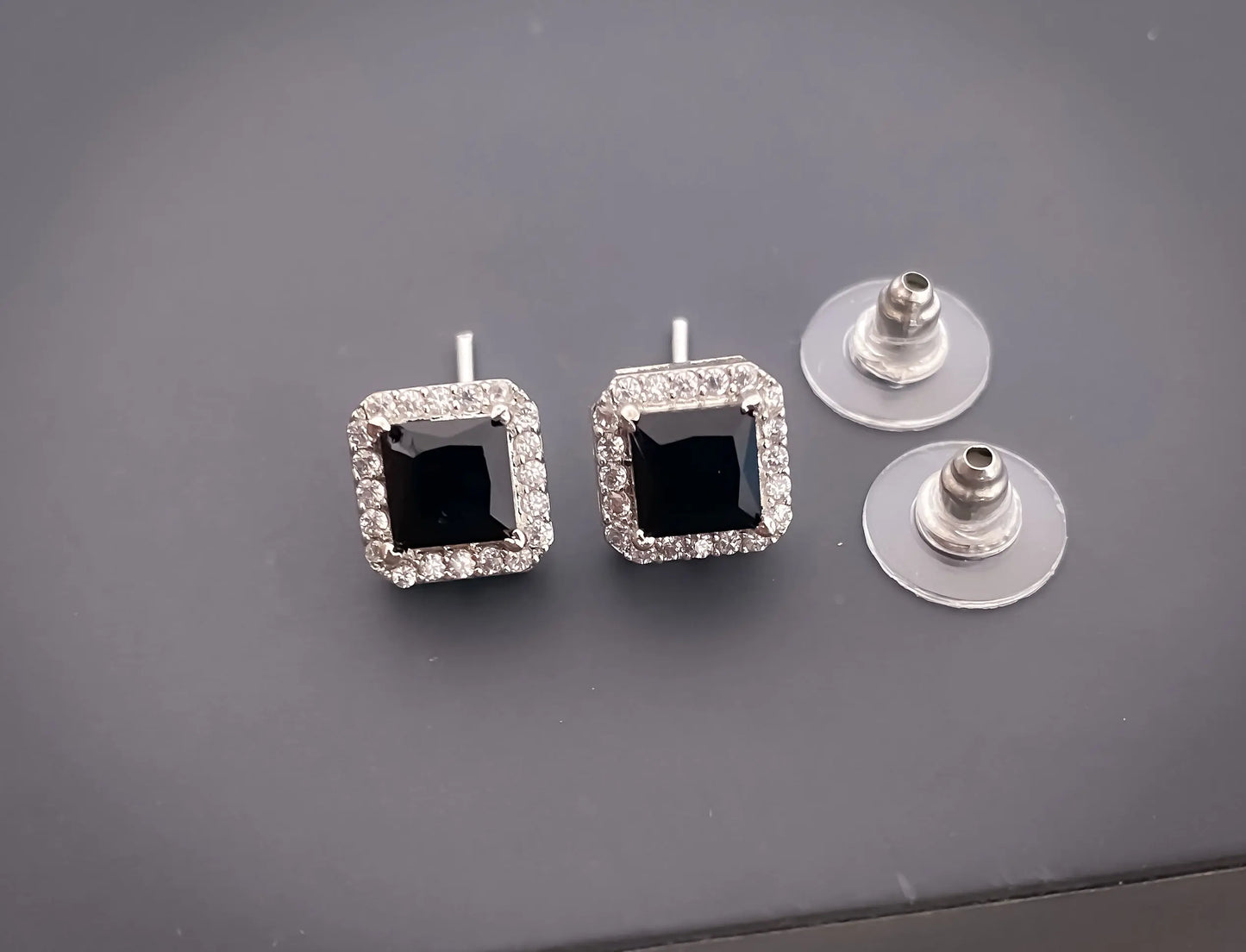 American Diamond Square All Colour Silver Plated Delicate Pendant Set - Pendant Set - Belleza Jewels