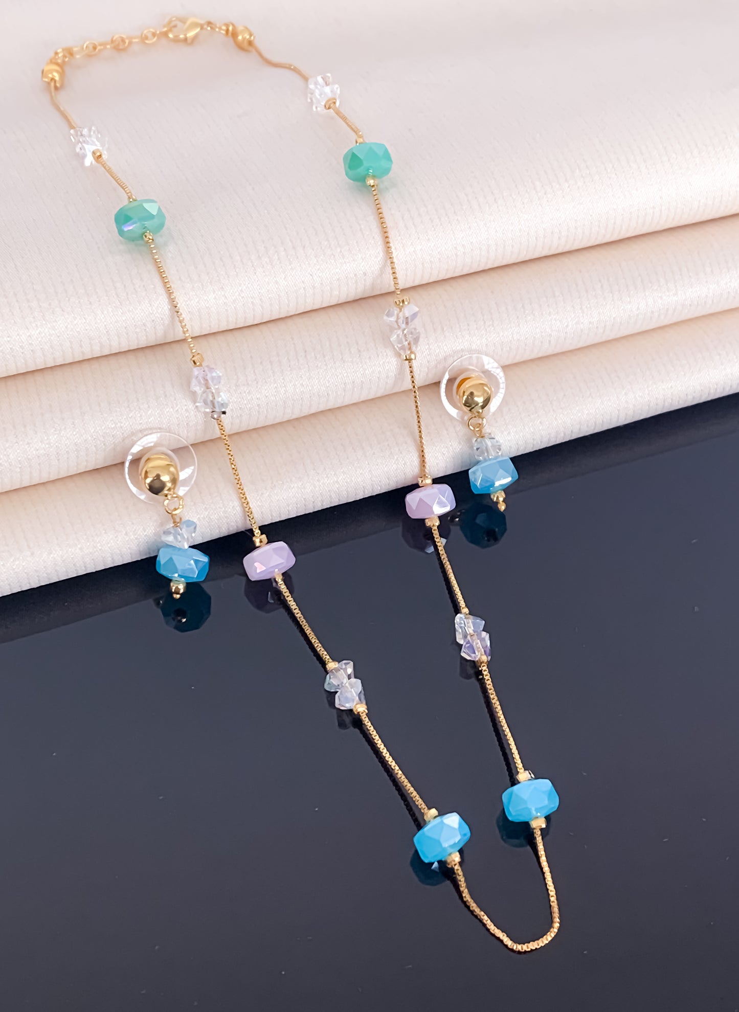 Fancy High Gold Crystal Western Mala Set - Western Mala Set - Belleza Jewels