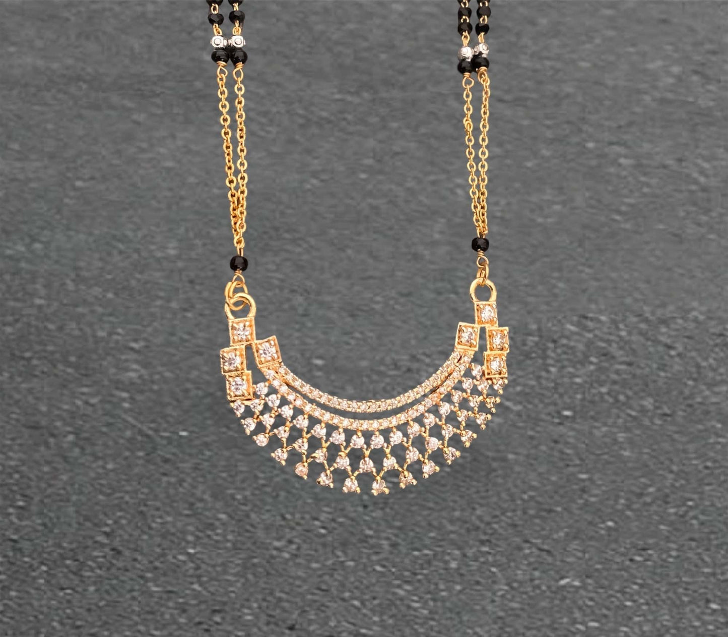 BUY 1 GET 1 FREE - American Diamond High Gold Real Gold Look Delicate Mangalsutra - Mangalsutra - Belleza Jewels