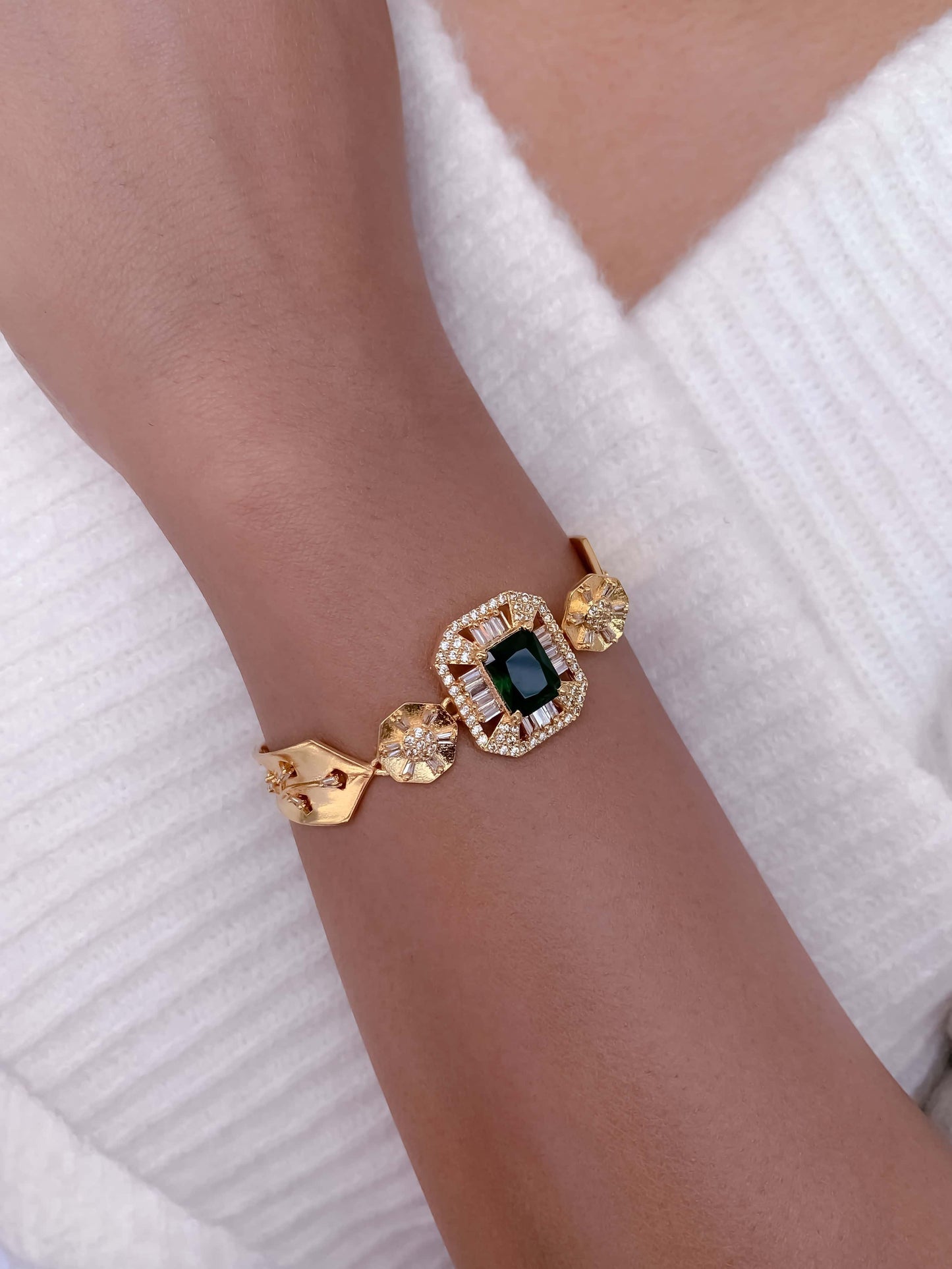 American Diamond High Gold Plated Fancy Colour Bracelet - Bracelet - Belleza Jewels