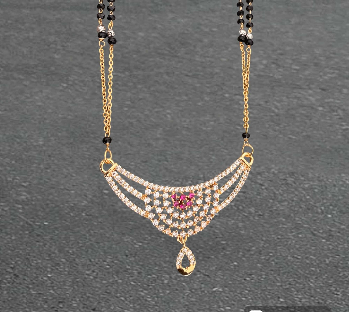 BUY 1 GET 1 FREE - American Diamond Gold Look High Gold Pleted Famcy Mangalsutra - Mangalsutra - Belleza Jewels