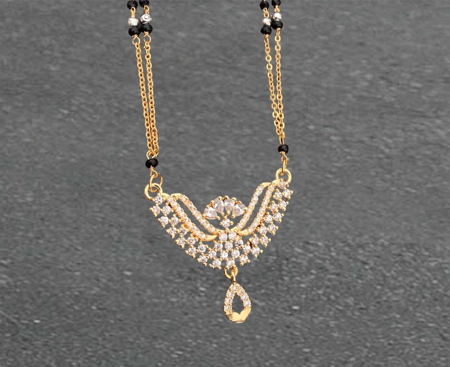 BUY 1 GET 1 FREE - Fancy High Gold American Diamond Royal Delicate Mangalsutra - Mangalsutra - Belleza Jewels