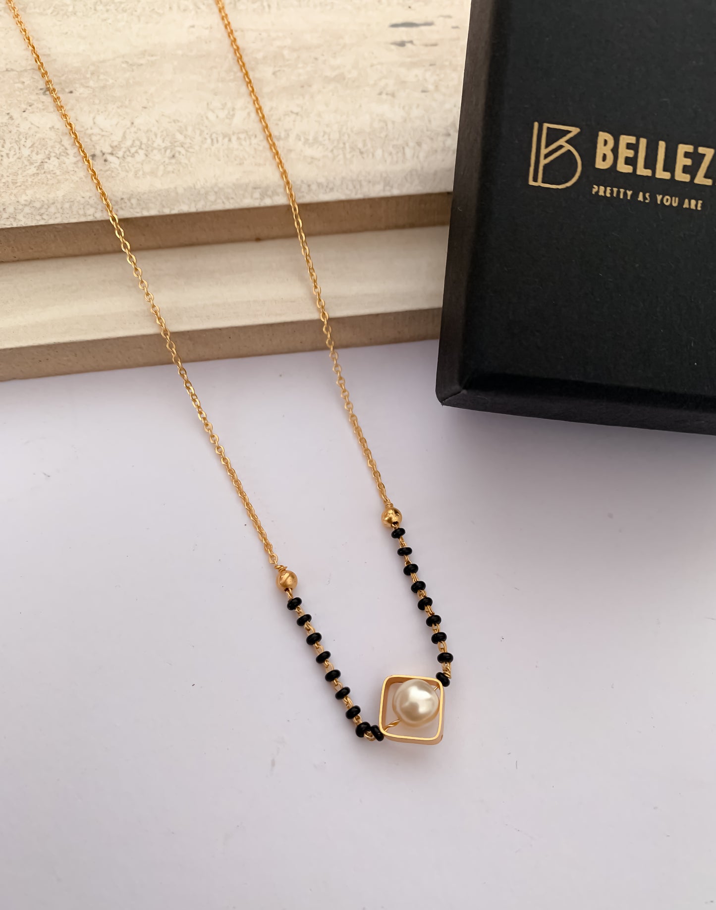 Buy 1 Get 1 Free Fancy Matt Finished Pearl Square Mangalsutra - Mangalsutra - Belleza Jewels