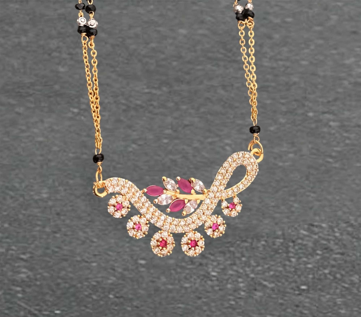 BUY 1 GET 1 FREE - American Diamond Golden Fancy delicate Mangalsutra - Mangalsutra - Belleza Jewels