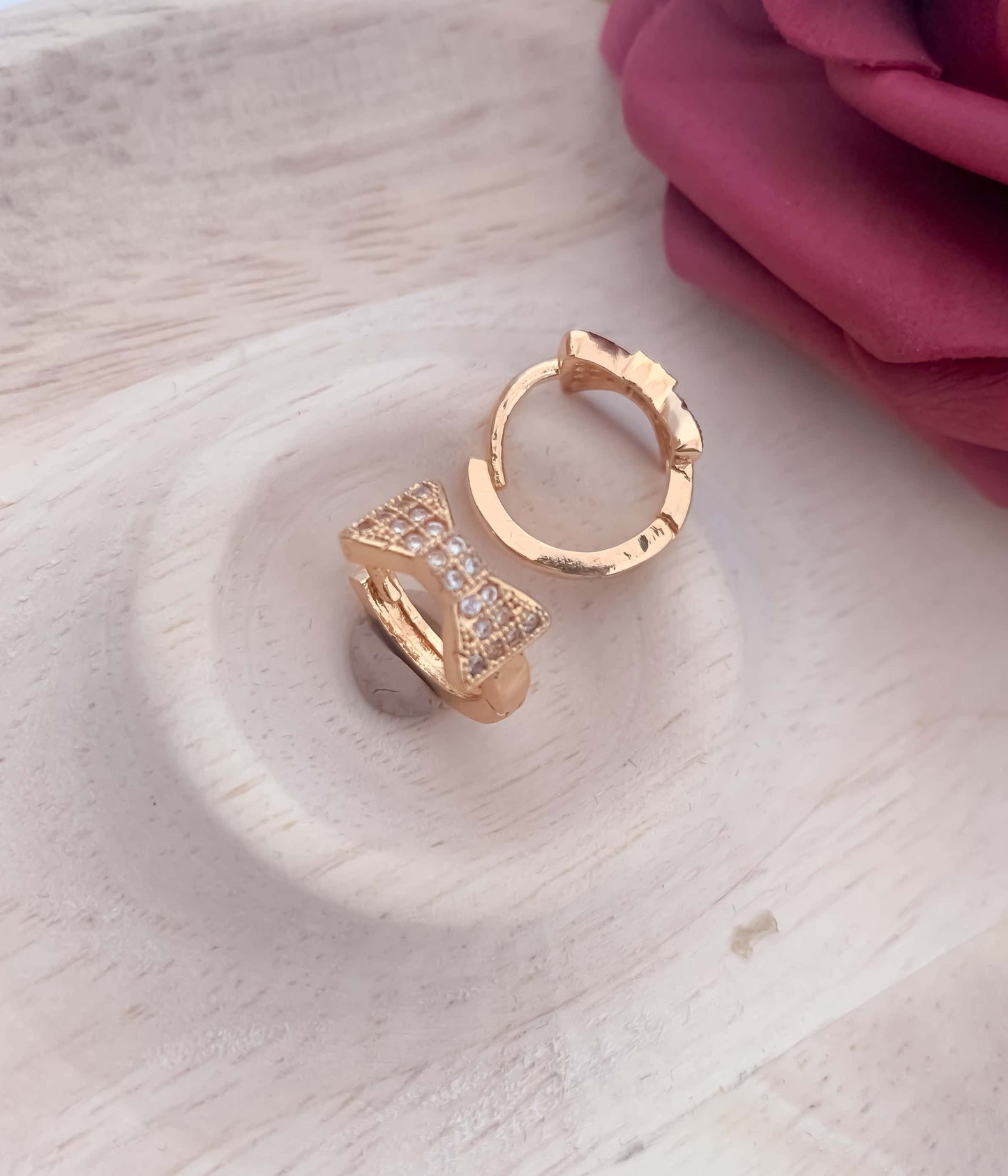 BUY 1 GET 1 FREE -American Diamond Rose Gold Fancy Baali Earrings - Earrings - Belleza Jewels