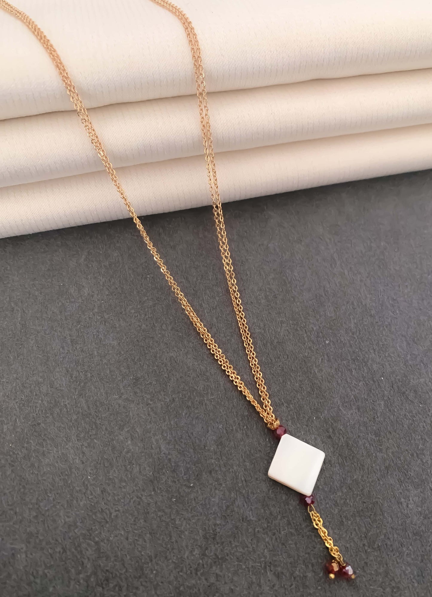 High Gold white Beads Hanging Fancy Steel Chain - Chain Pendal - Belleza Jewels