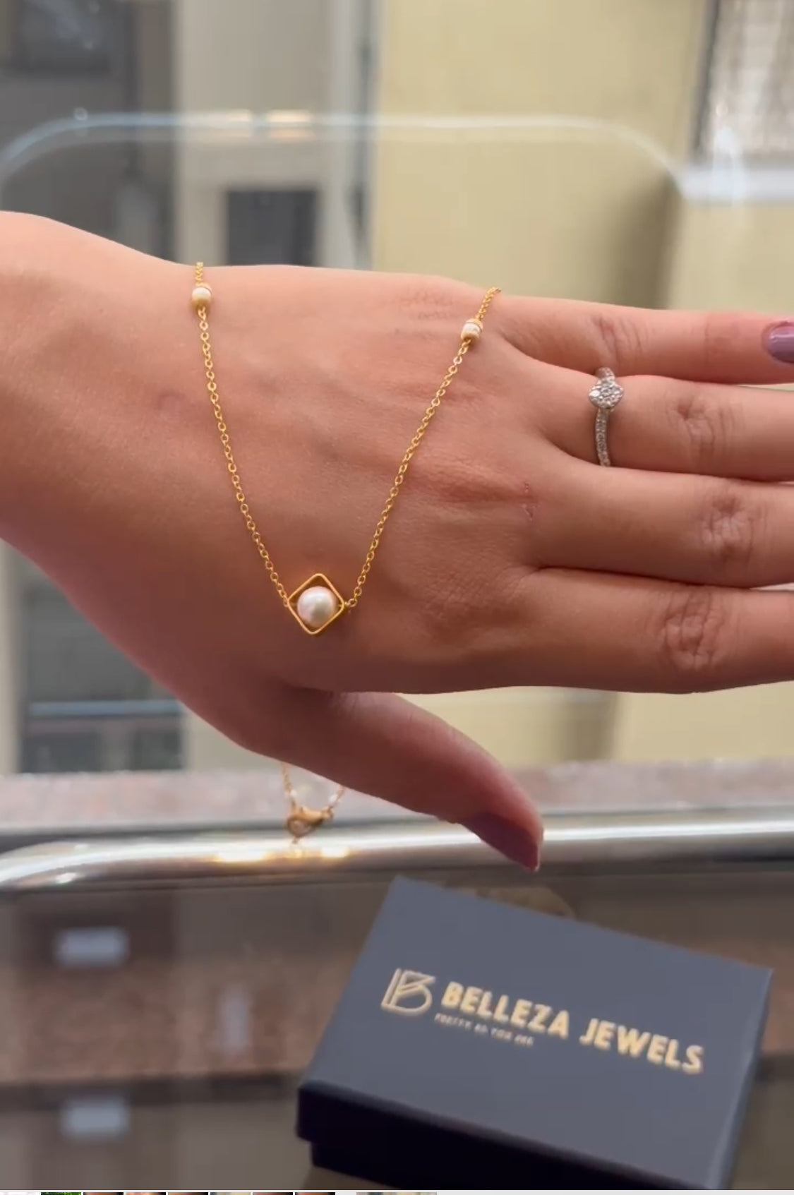 Fancy High Gold Delicate Pearl Necklace Chain Pendant - Chain Pendal - Belleza Jewels