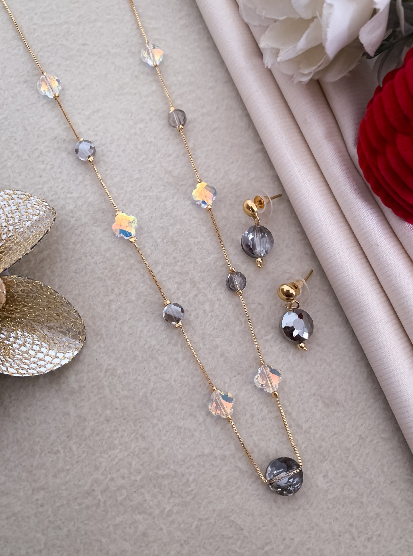 Fancy High Gold Crystal Western Mala Set - Western Mala Set - Belleza Jewels