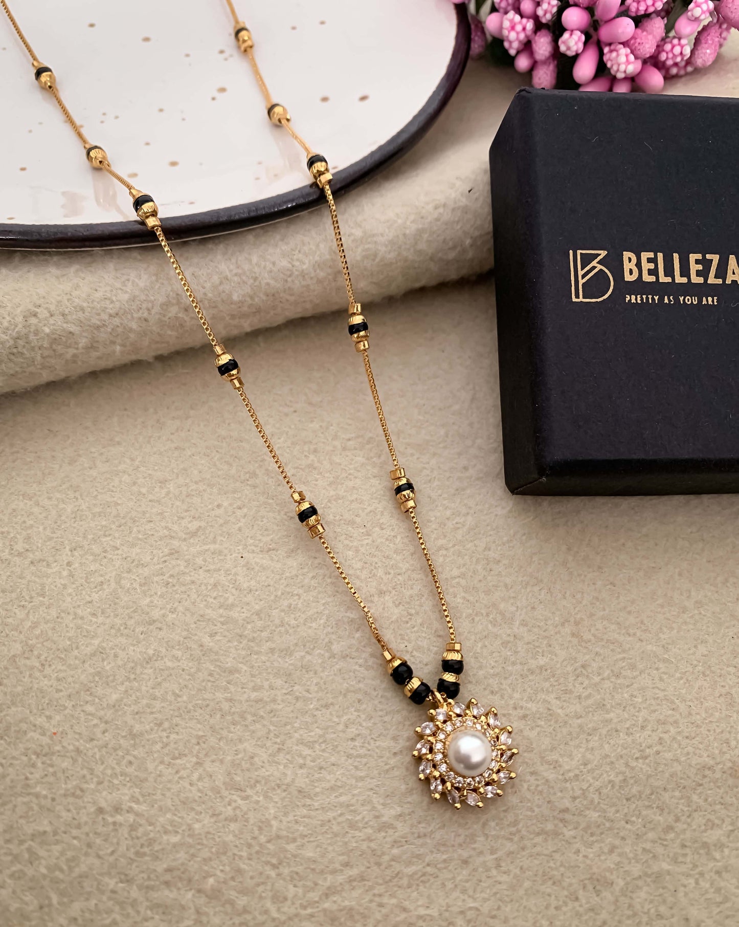 Buy 1 Get 1 Free American Diamond High Gold Plated Fancy Delicate Mangalsutra - Mangalsutra - Belleza Jewels