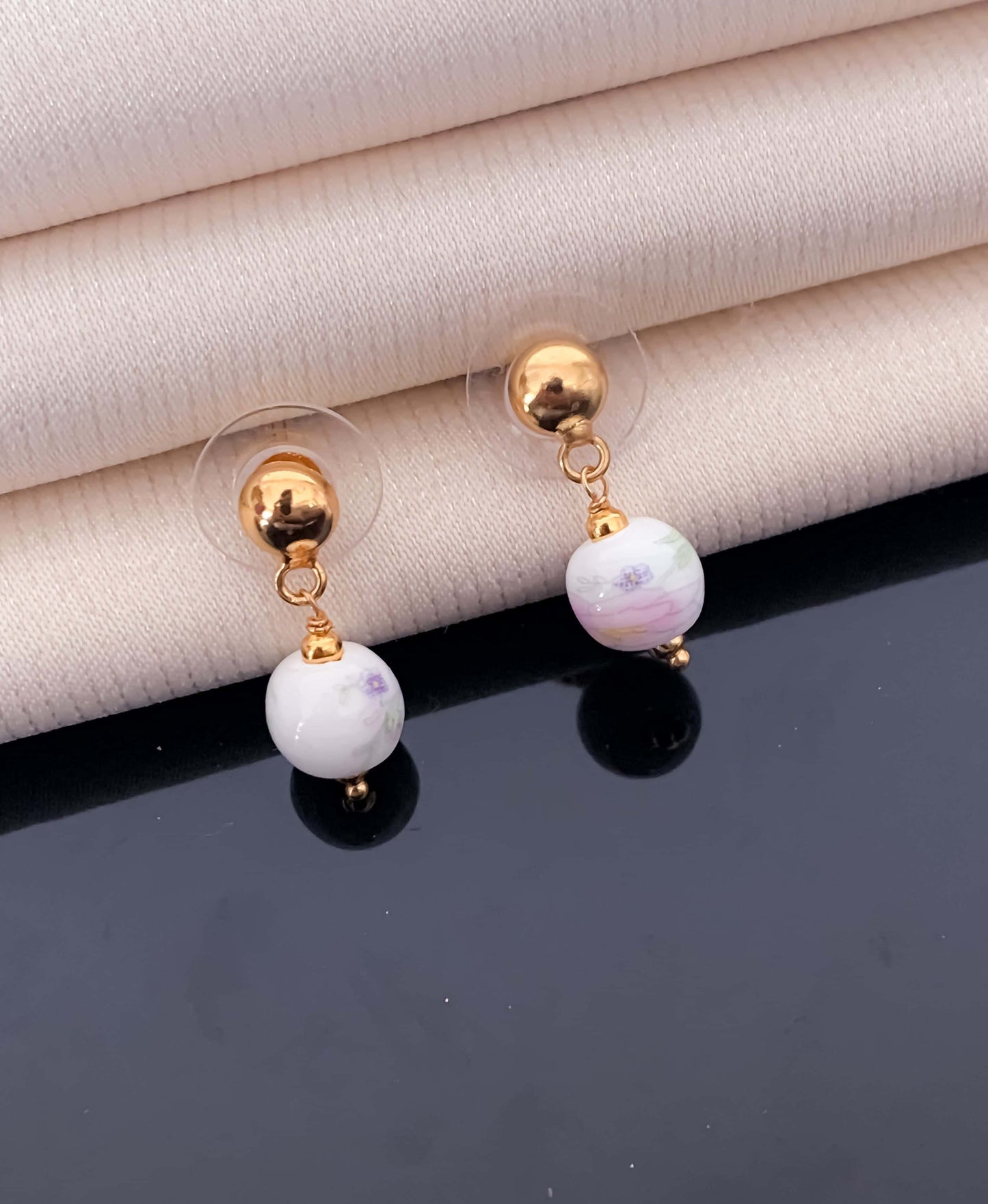 Fancy High Gold Printed Pearl with Earring Western Mala Set - Western Mala Set - Belleza Jewels