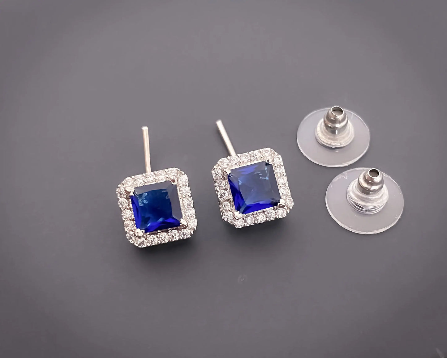 American Diamond Square All Colour Silver Plated Delicate Pendant Set - Pendant Set - Belleza Jewels